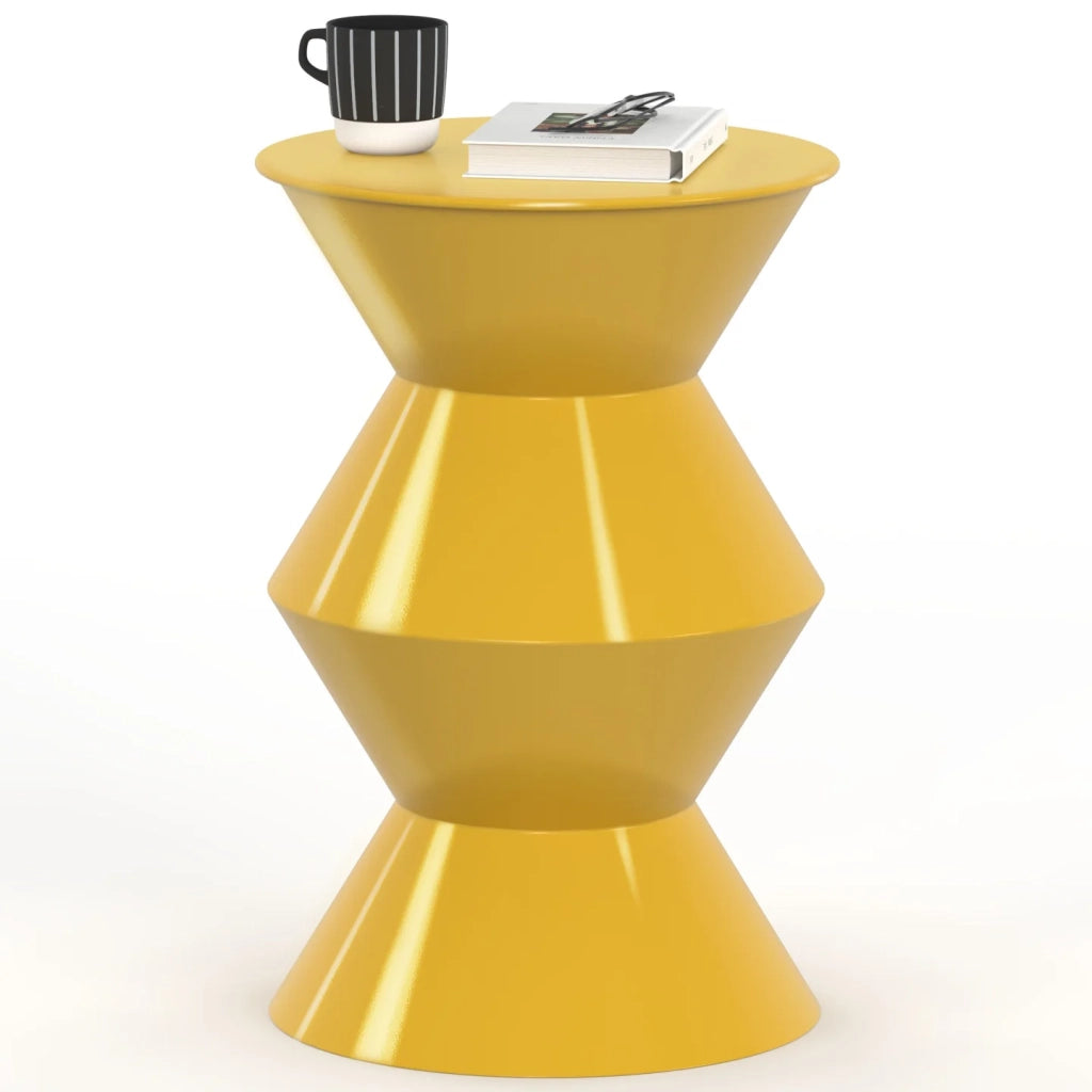 IDMarket - Tavolino rotondo, tavolino da salotto, comodini IRENE 30 cm in metallo giallo scuro