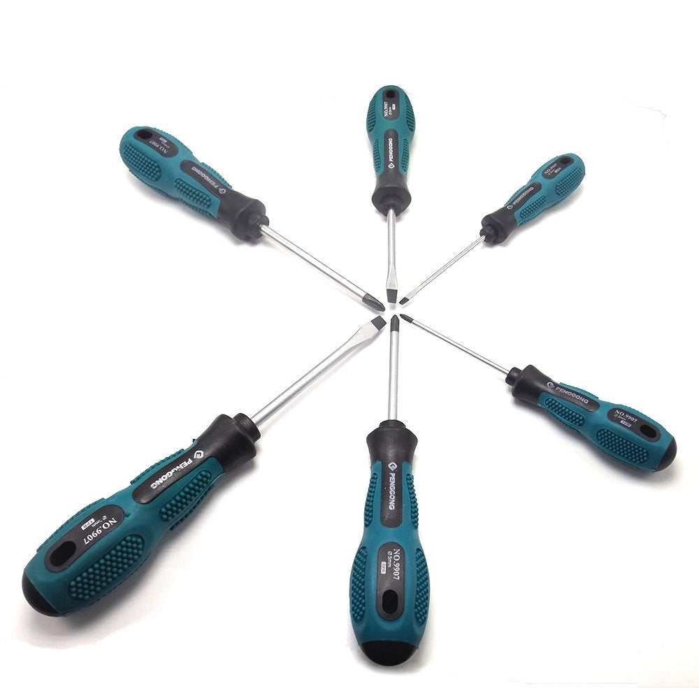 Trade Shop - Set Kit 7 Cacciaviti Cacciavite Con Manico Ergonomico Punta A Stella A Taglio -