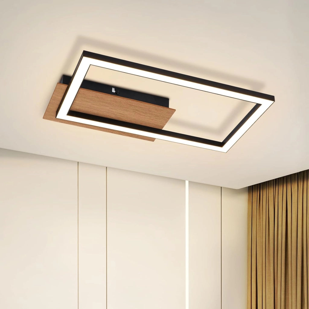 ZMH Lampada da Soffitto LED Moderna 12W Legno 3000K Luce Calda Rettangolare per Corridoio Ufficio Camera da Letto