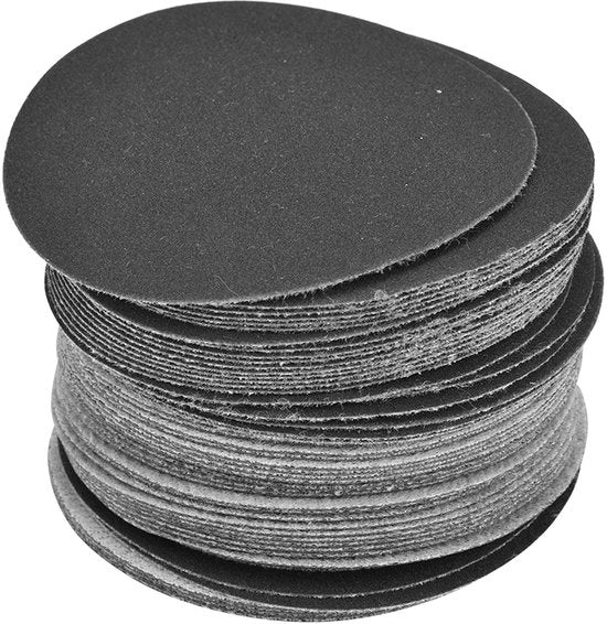 Set di abrasivi 75mm - Abrasivo a triangolo - Abrasivo fine - Abrasivo a cerchio - 50 pezzi - Doppio uso naturale/asciutto - Disco abrasivo