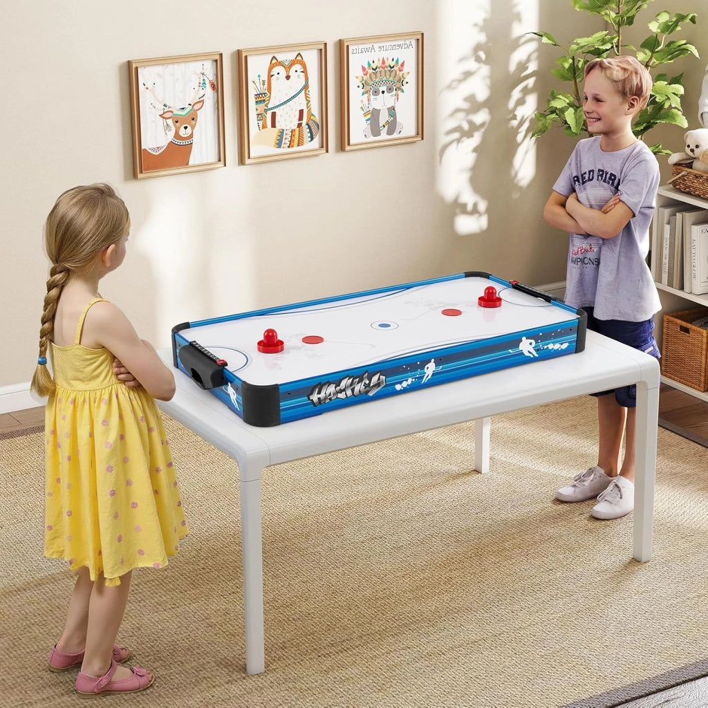 Tavolo da Air Hockey, con 12V Motore Elettrico Potente, 2 Dischi e 2 Spintori, Air Hockey da Tavolo per Sala Giochi Casa Ufficio, 108x50,5x10 cm