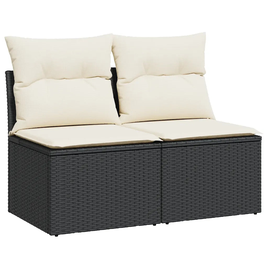 vidaXL Set Divani da Giardino con Cuscini 2 pz Nero Polyrattan Acacia