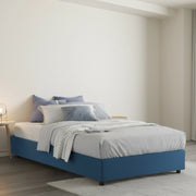 Letto piazza e mezza Asid, Letto contenitore con rivestimento in tessuto, Made in Italy, Apertura frontale, adatto per materasso cm 120x190, Blu