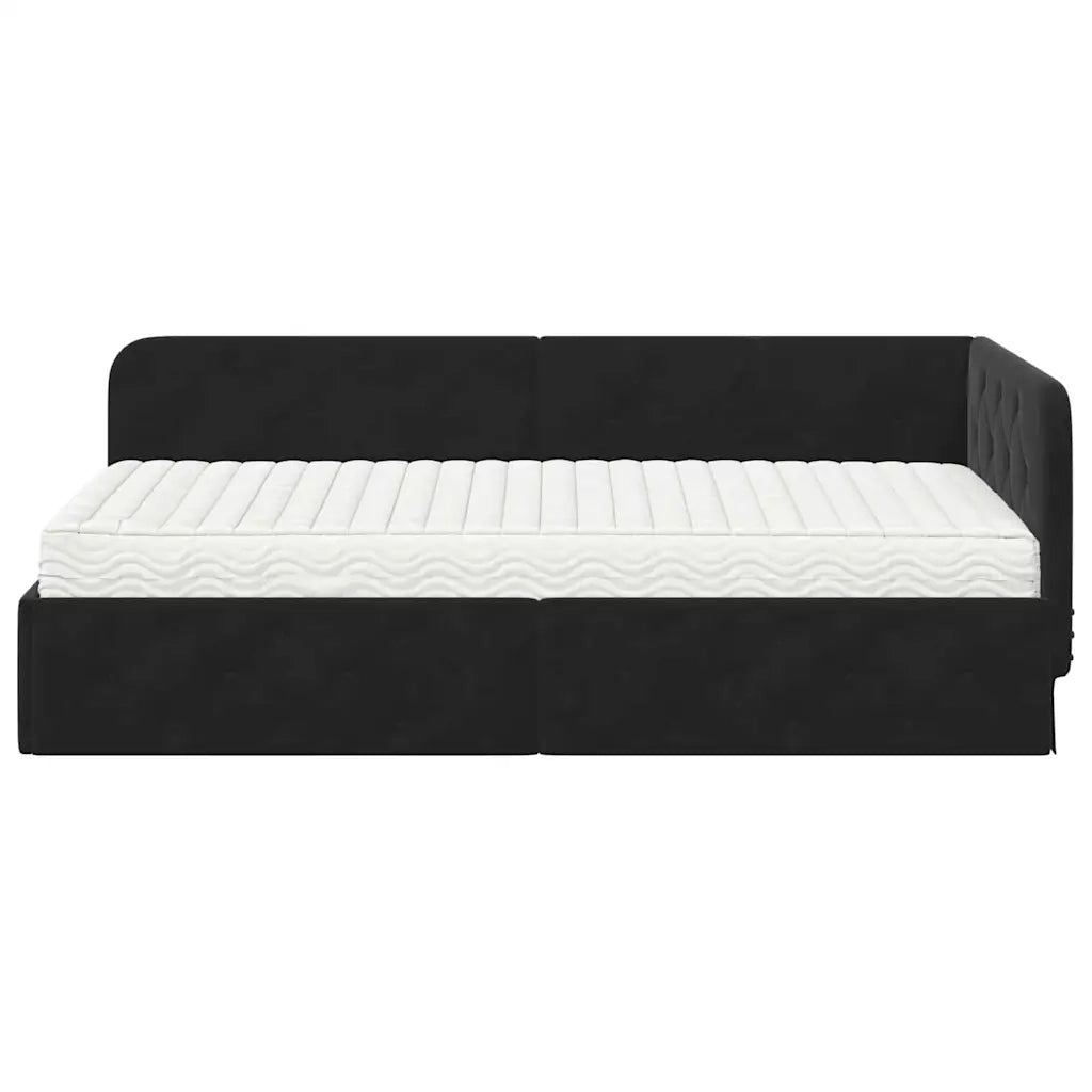 Cornice del letto ad angolo Nero 90 x 200 cm Velluto