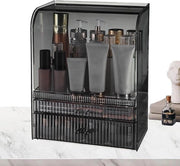 Cassa di conservazione cosmetica con coperchio, vetrina per cosmetici, cassa di conservazione cosmetica, portatile con ante per trucco, cassa di conservazione per trucco, progettata per risparmiare spazio, design elegante