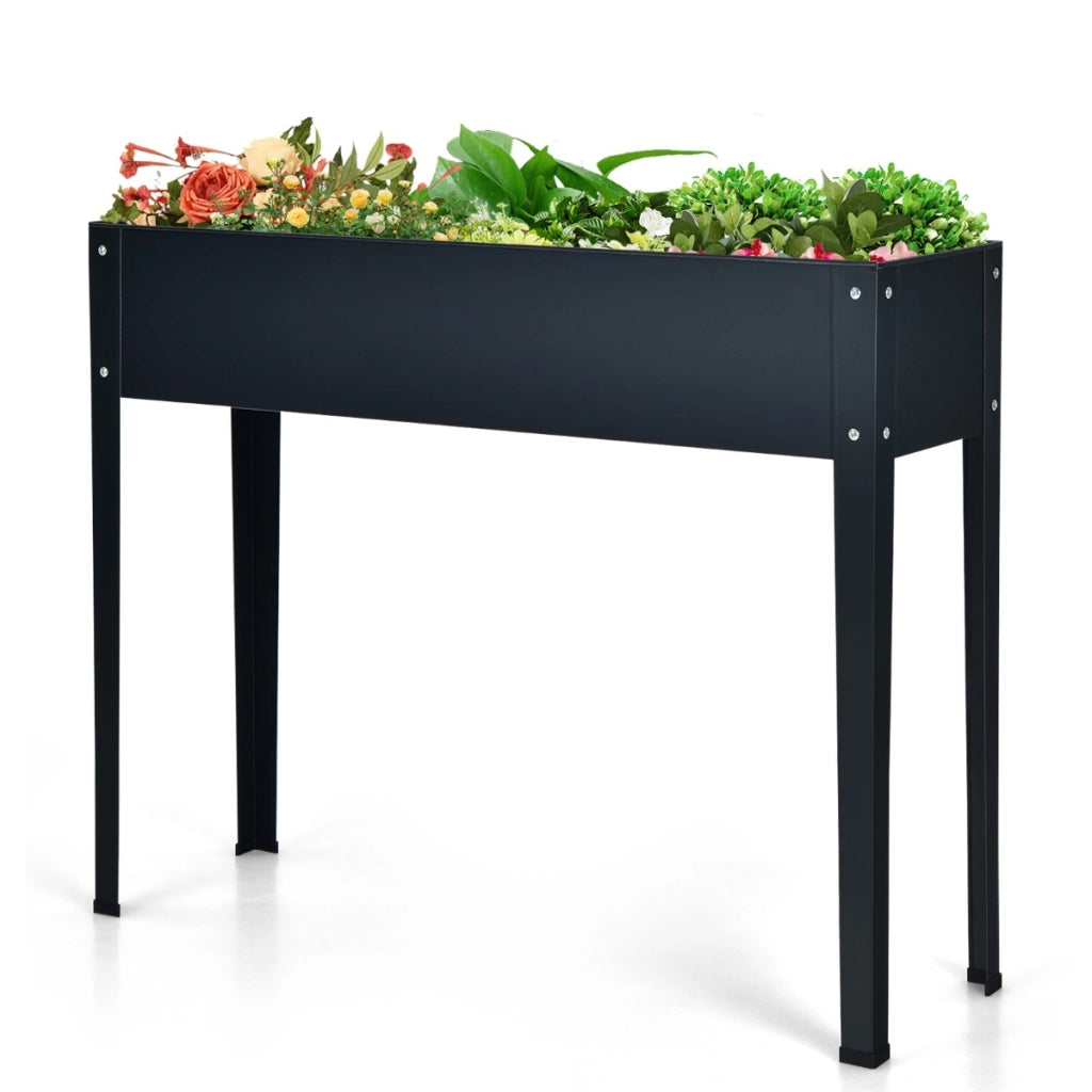 Fioriera rialzata con 2 fori di drenaggio per frutta verdura fiori, Fioriera galvanizzata per interno ed esterno Grigio scuro