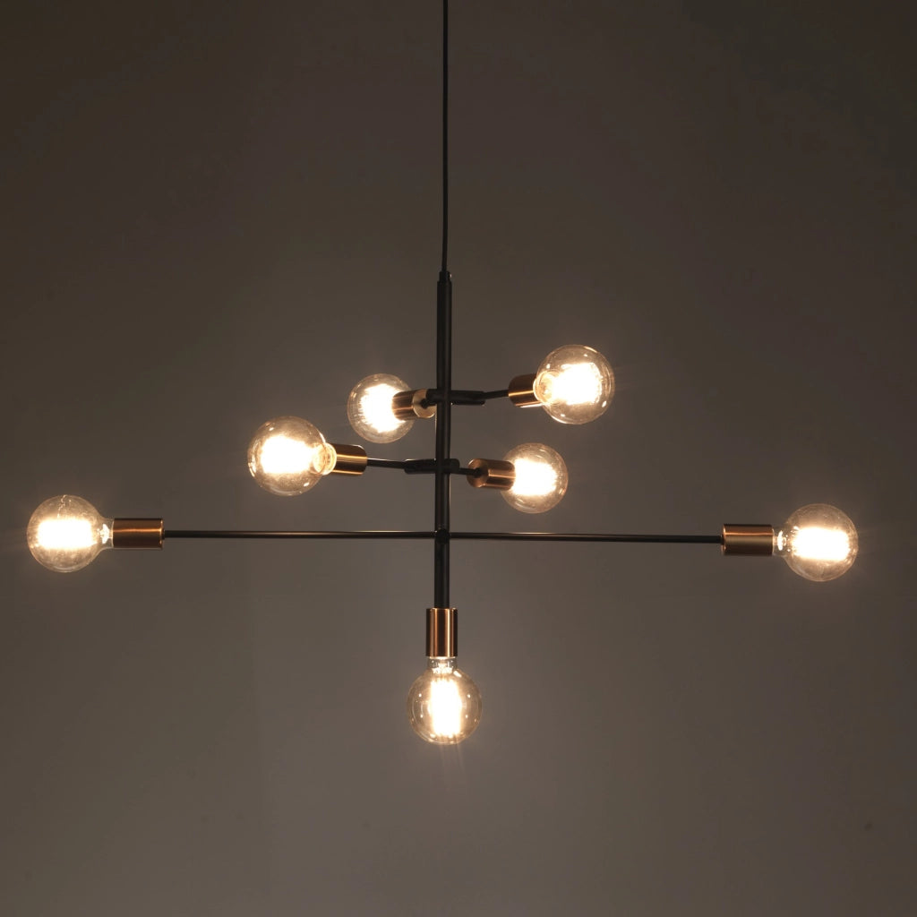 Lampadario in acciaio verniciato nero opaco cm. 82 x 40 H.50