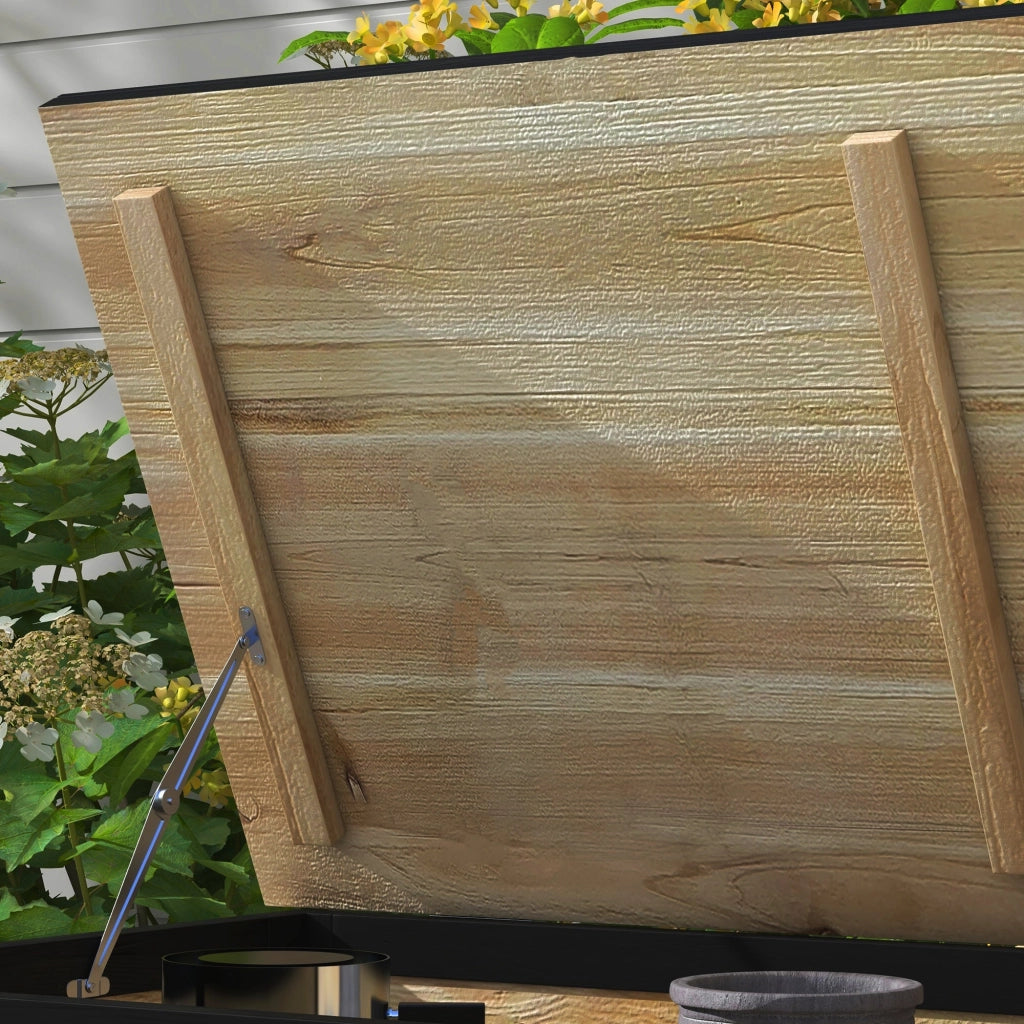 Panca Contenitore da 121L con 4 Rotelle e Maniglie 100x50x43 cm in Legno e Acciaio Colore Legno