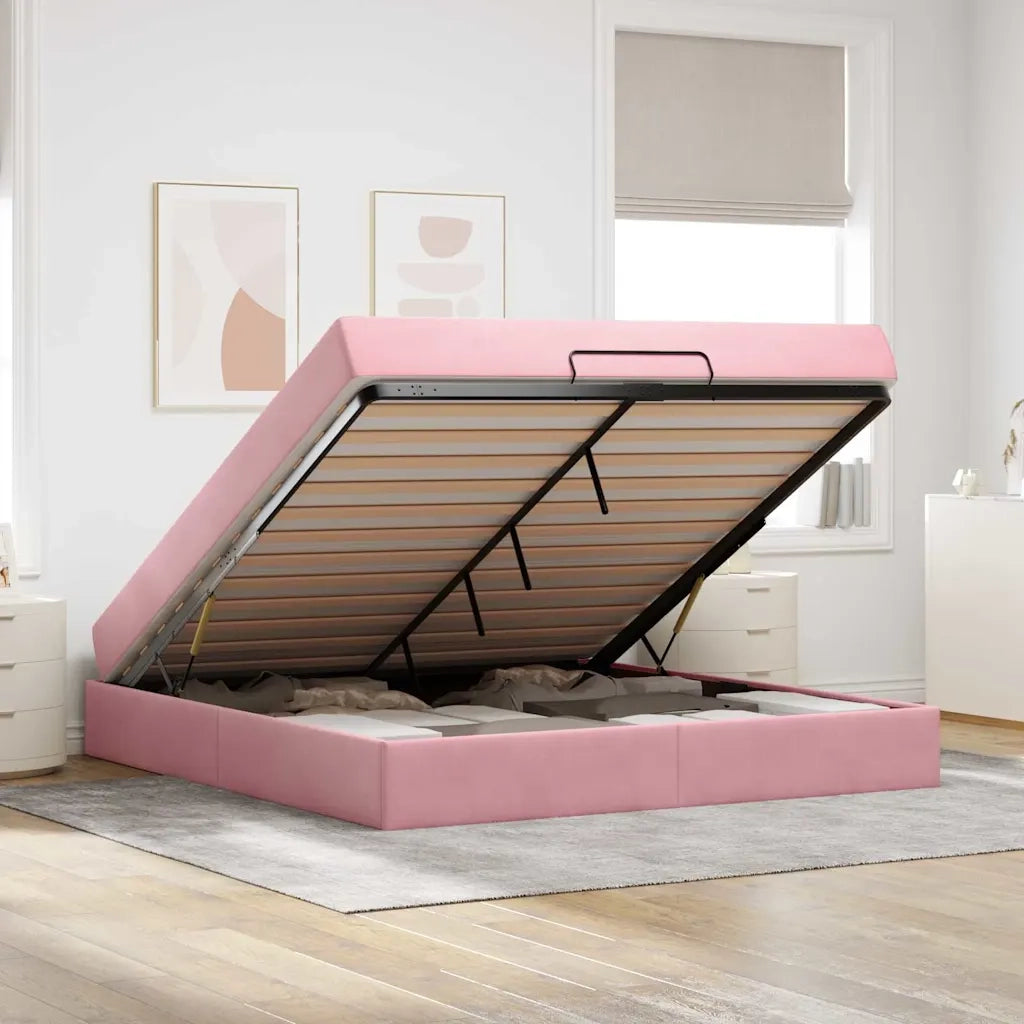 Struttura letto con materasso 2 pcs Rosa Velluto 3399581