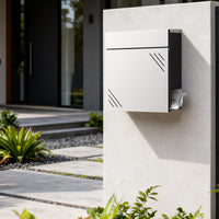 Cassetta della posta in acciaio inox V63 37 x 11 x 37 cm, cassetta delle lettere da parete con portagiornali e chiave