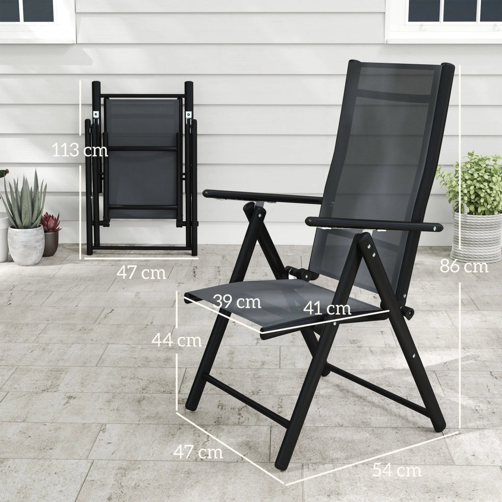 Set 4 Sedie da Giardino 56x69x106 cm Pieghevoli e Traspiranti in Acciaio e Poliestere Grigio