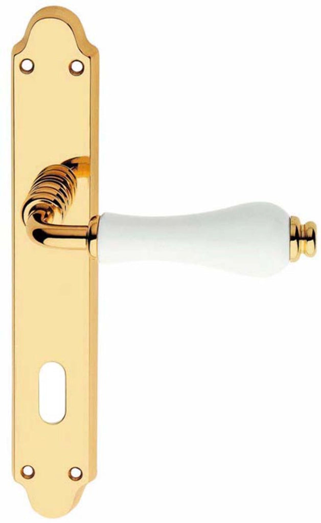 MANIGLIA OTTONE DALIA Q 8/90 CERAMICA LUCIDO BIA- 1,0 coppie