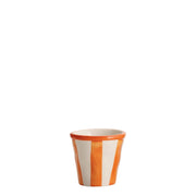 Zafferano Set 6 Bicchierini Righe Collezione Lido in Ceramica Artigianale Arancione, Realizzati a Mano a Civita Castellana, Design Irregolare