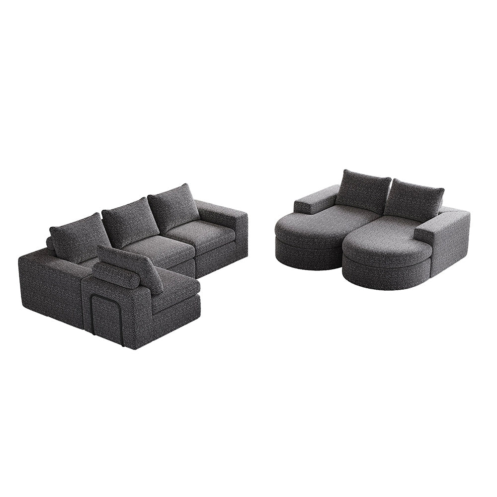 Set 2 pezzi - Xylo - divano chenille modulabile componibile forma L