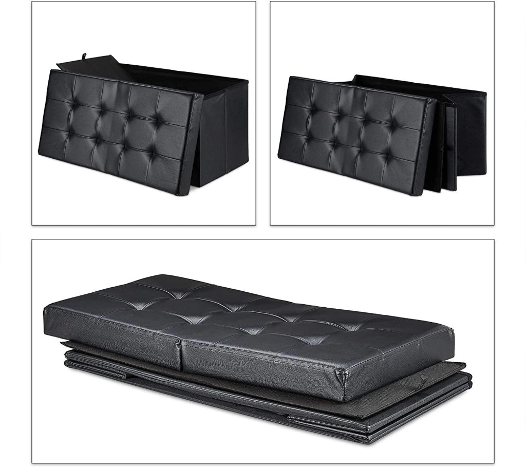 Panca con vano portaoggetti e coperchio in similpelle 75 cm nero 13_0000372_2