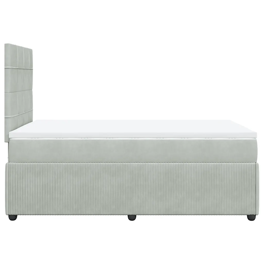 vidaXL Giroletto a Molle con Materasso Grigio Chiaro 120x190cm Velluto