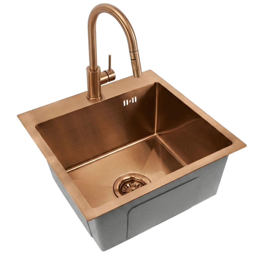 Lavello In Acciaio Leo 40 Brush Copper senza rubinetto da cucina