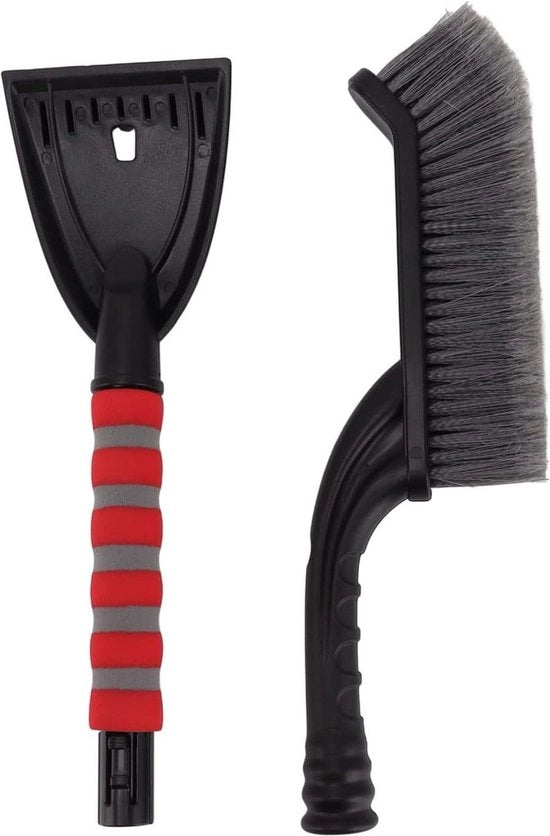 Kit di pulizia neve e scarpatura ghiaccio - Maniglia ergonomico di schiuma - Strumento di rimozione neve da finestrino - Auto Camion Suv - 2 Pack (Grigio Rosso)