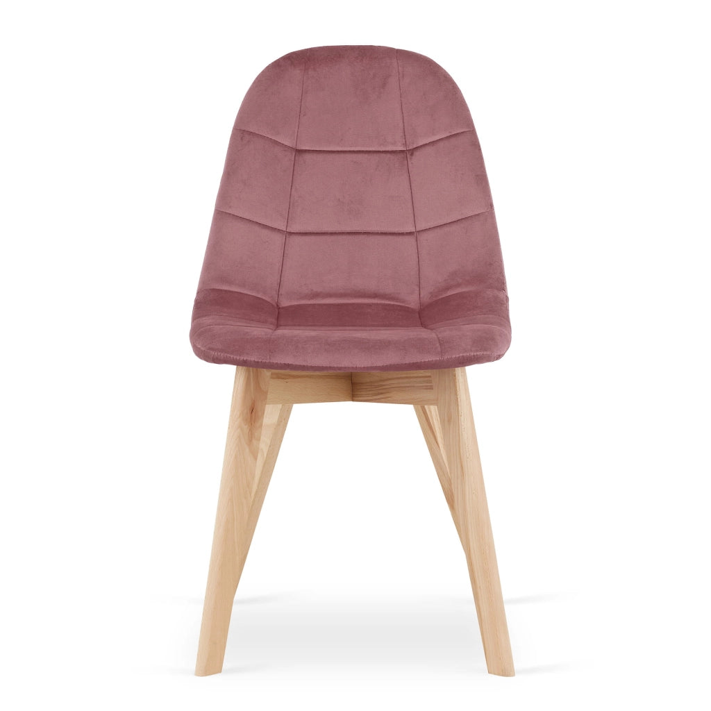 Sedia Valora NUUC in velluto rosa scuro, design ergonomico x3