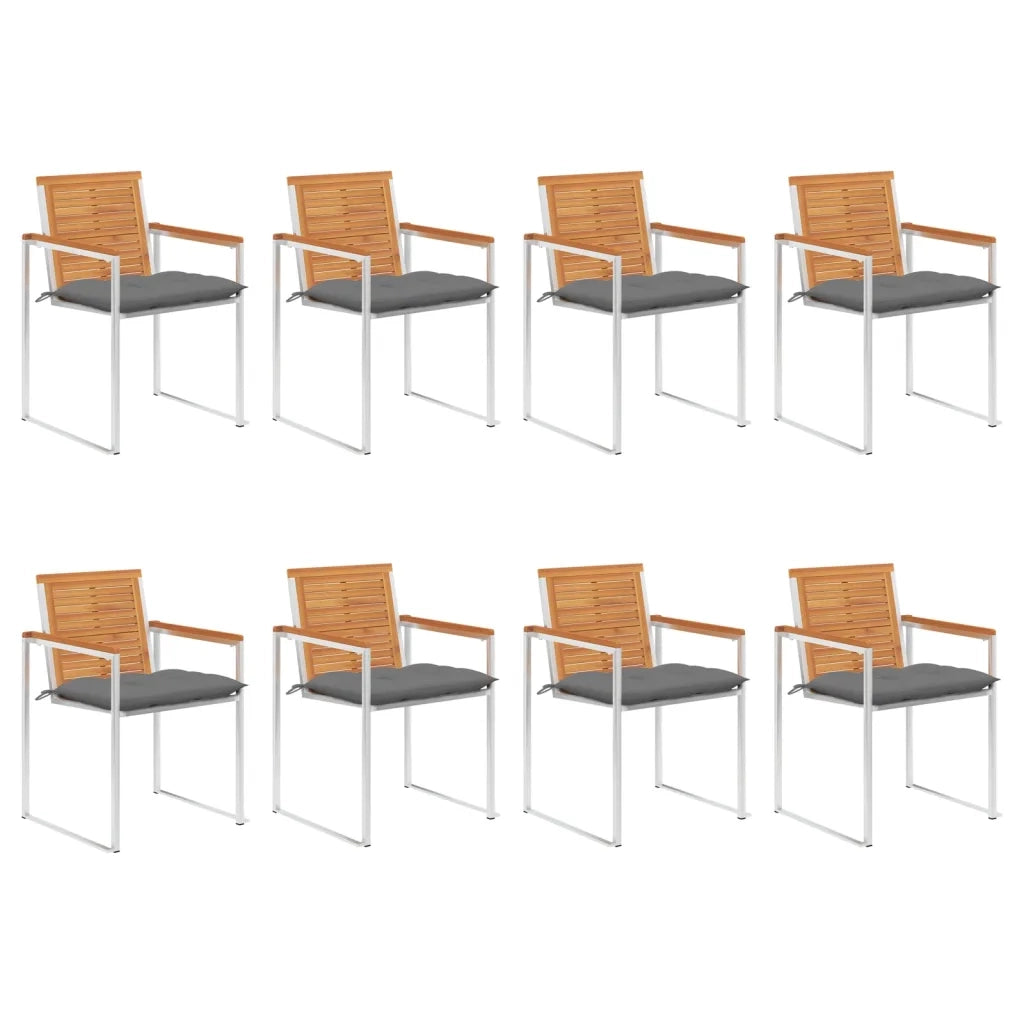 Sedie da Giardino con Cuscini 8 pz in Legno Massello di Acacia cod mxl 76317