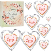 Set di 8 biscottini in forma di cuore in acciaio inossidabile per Valentine per cuocere (8 cm, 7 cm, 6 cm, 5 cm, 4 cm, 3,5 cm, 2,8 cm, 1,5 cm)