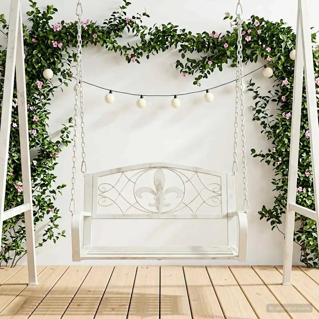 Panchina a Dondolo Acciaio 71,5 x 59 x 55 cm Bianco Antico