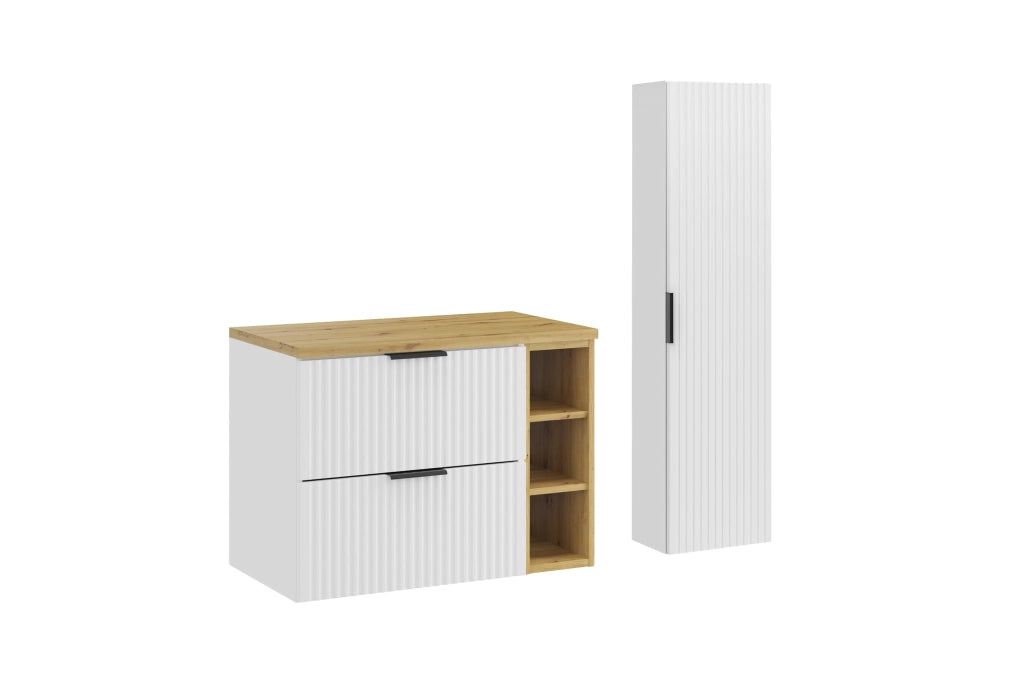 Set mobili bagno 80 cm con piano e Szafką wysoką Adel White 80 x 1401 x 46 cm