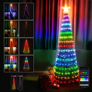 Albero di Natale 210 cm Cono Pieghevole 342 Led Smart Luminosi con App Control