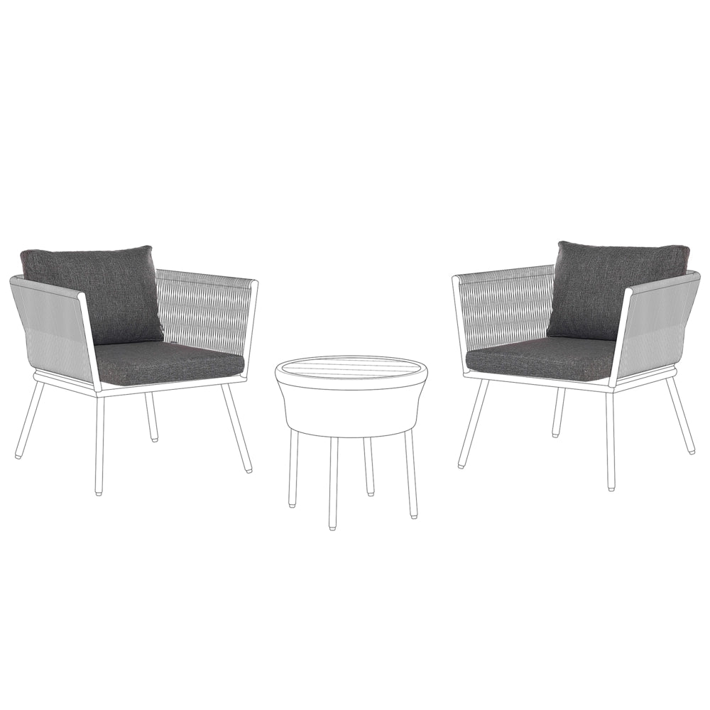 Set di copricuscini per esterni per seduta e schienale Grigio scuro UV Resistente stile minimalista