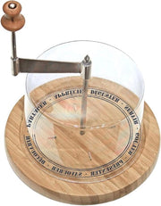 Piatto di formaggio in legno beige, maniglia e base per formaggio da 183 x 183 x 247 cm