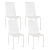 E-STYLO Sedia in similcuoio bianco e gambe rivestite in similcuoio bianco, impilabile, 42cm X 41cm H. 95cm.