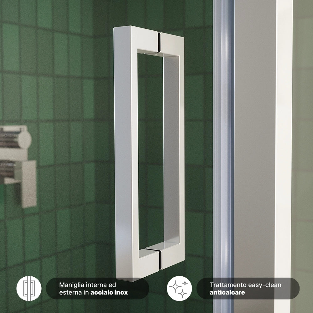 Box doccia 70x70 cm con apertura a battente vetro 6mm trasparente h195 cm | Aruba