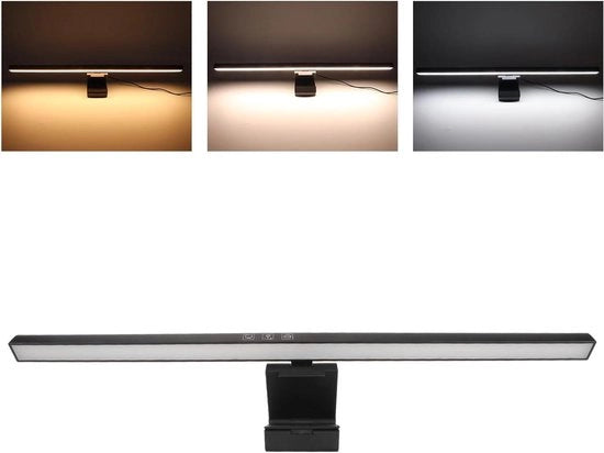 Monitor di computer con illuminazione a LED USB - Barra di illuminazione con 3 modi di illuminazione regolabili - Lampada da tavolo a LED regolabile per monitor da ufficio - NERO