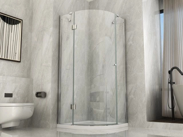 Box Doccia Cristallo 8 mm Trasparente Semicircolare Unico Battente Esterno - Misura: 80 x 80 x h195 (raggio 55cm) 