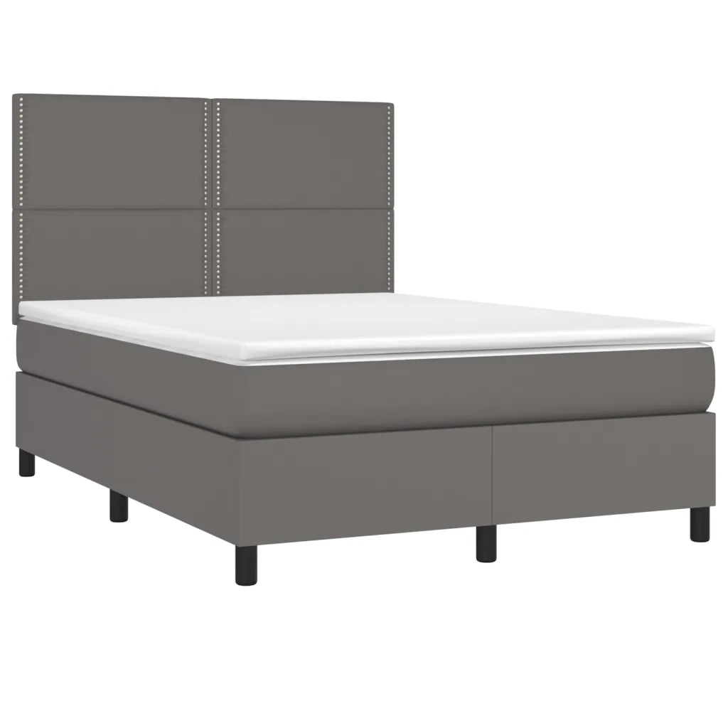 Giroletto Molle con Materasso e LED Grigio 140x190cm Similpelle 3135883