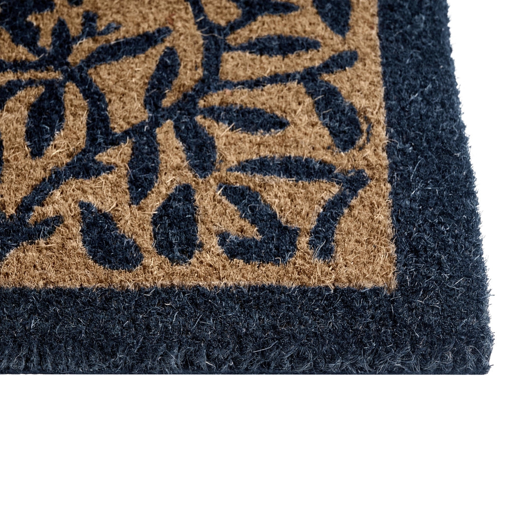 Zerbino in fibra di cocco naturale con fondo antiscivolo 60 x 90 cm Antiscivolo Decorativo Motivo foglie Zerbino di benvenuto