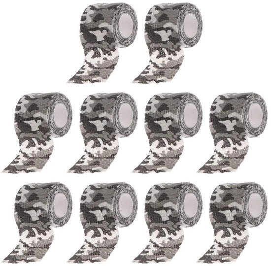 Verband di camuffamento 10 rotoli - Autoadesivo - Elastico - Nastro di camuffamento - Nastro di avvolgimento - 4,5m x 5cm - Adatto all'uso all'aperto