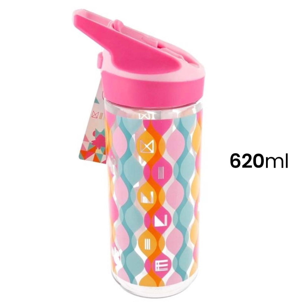 Bottiglia 620ml in Tritan con Motivo Minnie e Cannuccia Pieghevole Rosa Minnie Mouse