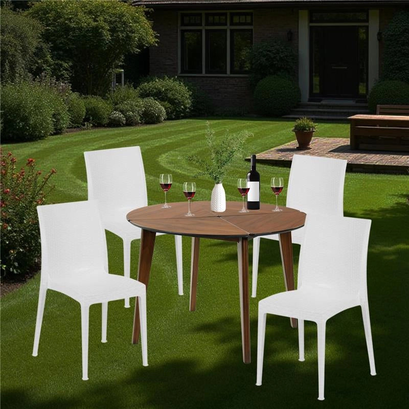 SET 4 SEDIE MADAME IMPILABILI IN POLIPROPILENE DESIGN ELEGANTE CON RILIEVO COLORE BIANCO DA ESTERNO