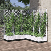 Fioriera da Giardino con Graticcio-Vaso da Esterno-Fioriera con Griglia Bianco 120x120x121,5 cm PP