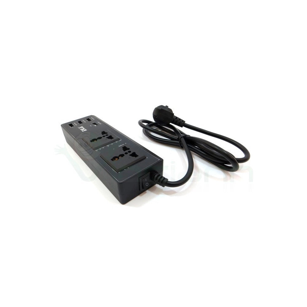Trade Shop - Multipresa Presa Universale 2 Spine Uk Ita 4 Usb 2.1a 1a 5v Interruttore Nero -