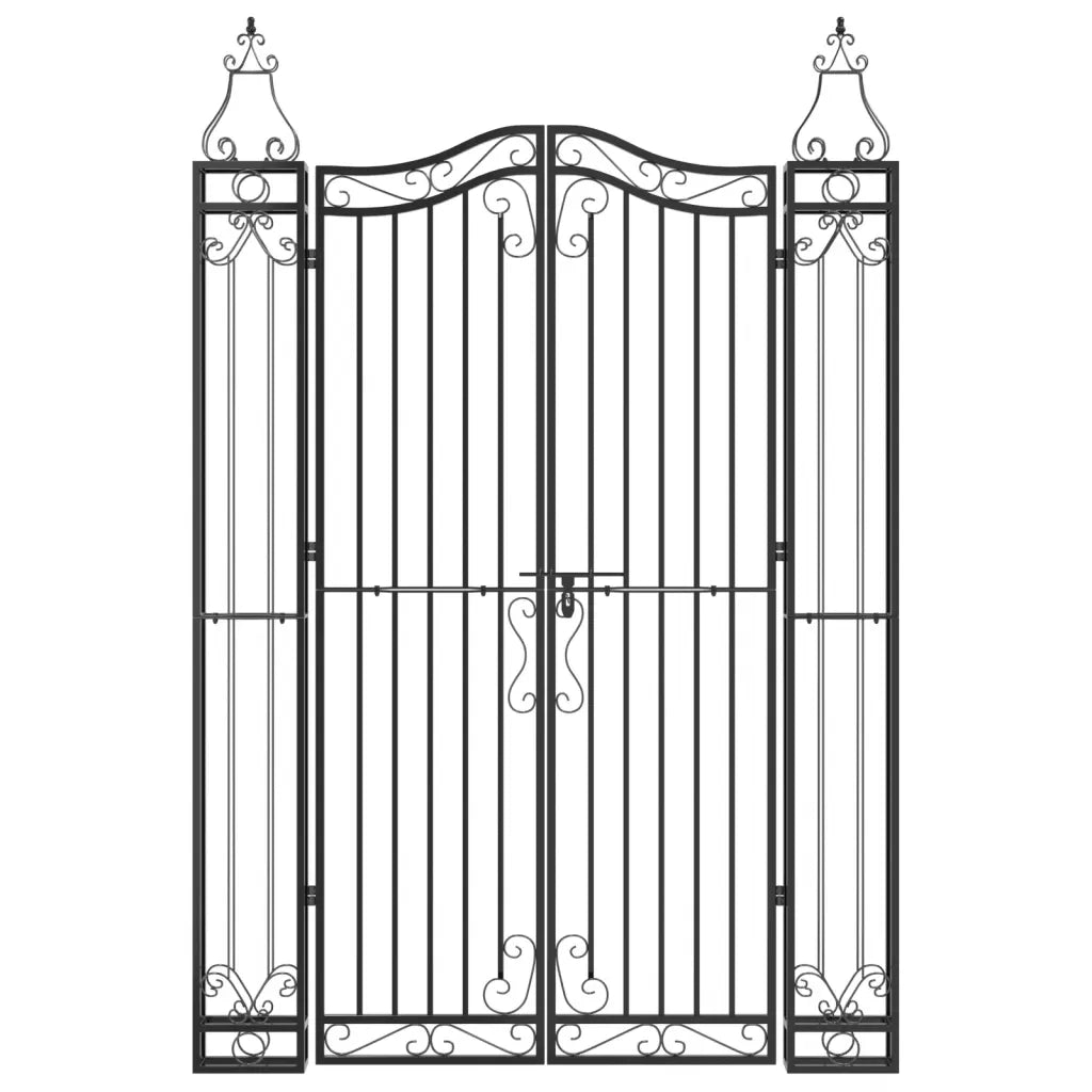 Cancello da Giardino Nero 121x8x180 cm in Ferro Battuto CFW8384781