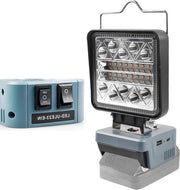 Lanterna da lavoro 18 V con connessioni USB-A e tipo C - 1800 lm - spot LED girevole 180 gradi - 6 modalità di illuminazione