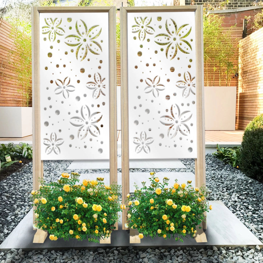 FLOWERS - Separè- Paravento modulabile - 70x190cm - in Legno e PVC Colore: bianco