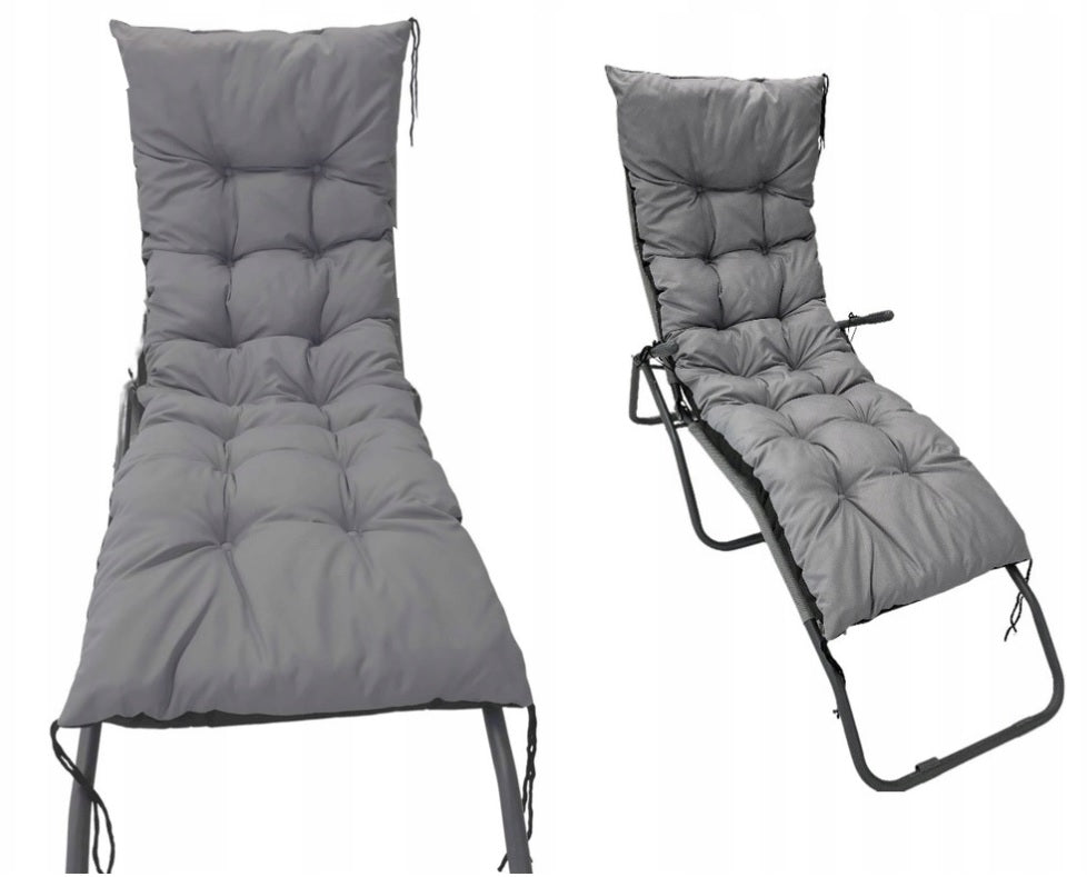 AIO FACTORY Cuscino da giardino impermeabile grigio 180x50 cm per sedia a sdraio