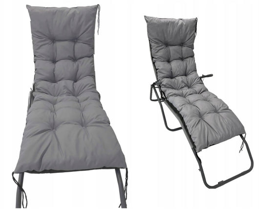AIO FACTORY Cuscino da giardino impermeabile grigio 180x50 cm per sedia a sdraio
