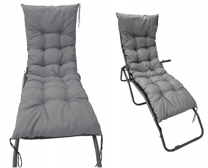 AIO FACTORY Cuscino da giardino impermeabile grigio 180x50 cm per sedia a sdraio