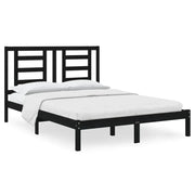 Letto matrimoniale | Letto per adulti | Giroletto Nero in Legno Massello di Pino 140x190 cm
