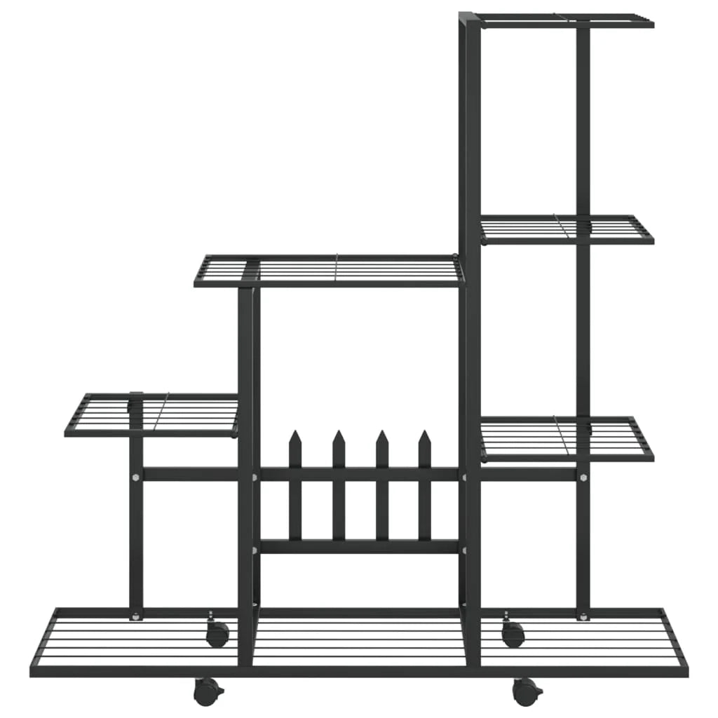 Portavasi mobile portafiori su ruote 94,5 x 25 x 92,5 cm metallo nero 02_0045184