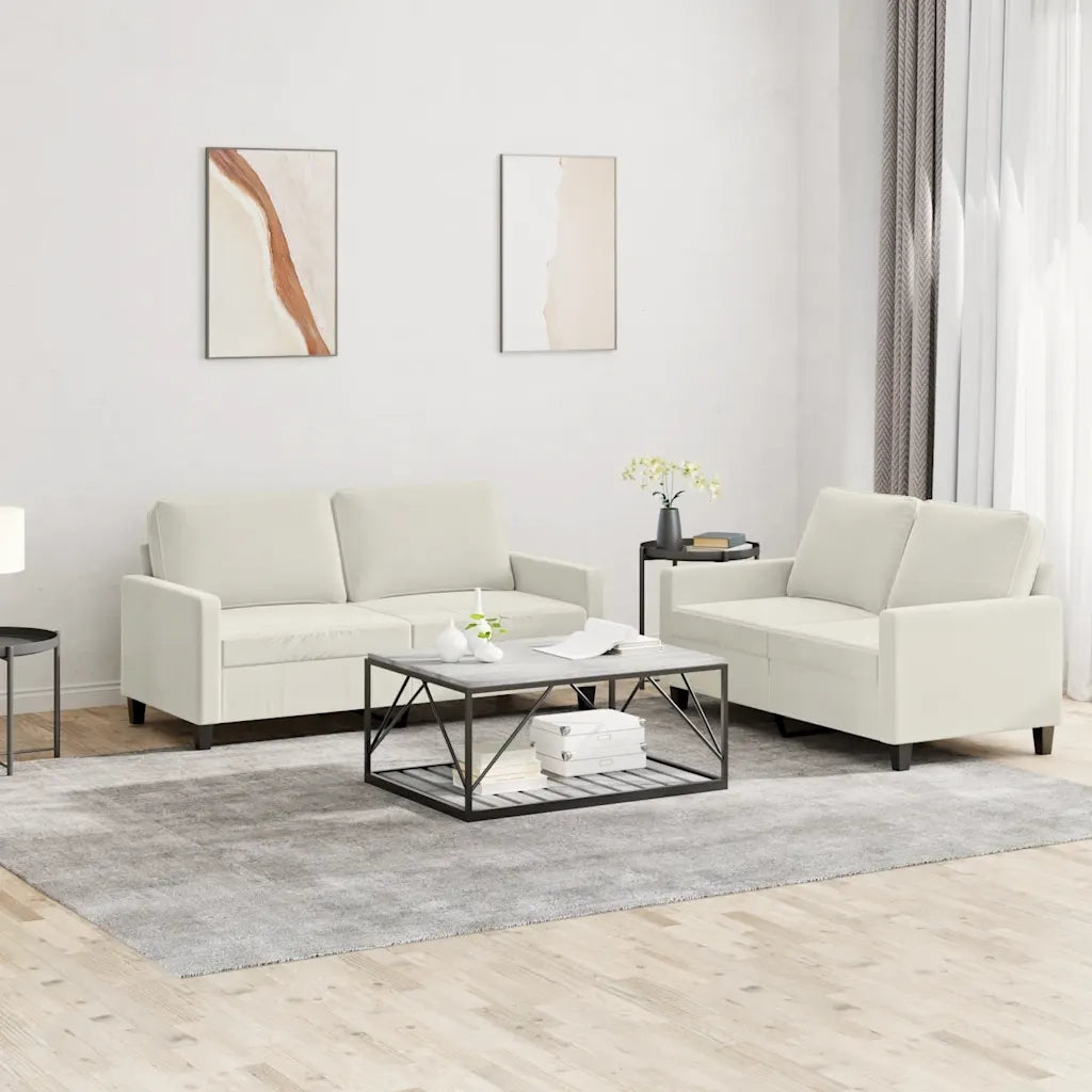 Set di Divani 2 pz con Cuscini Crema in Vellutocod mxl 83135